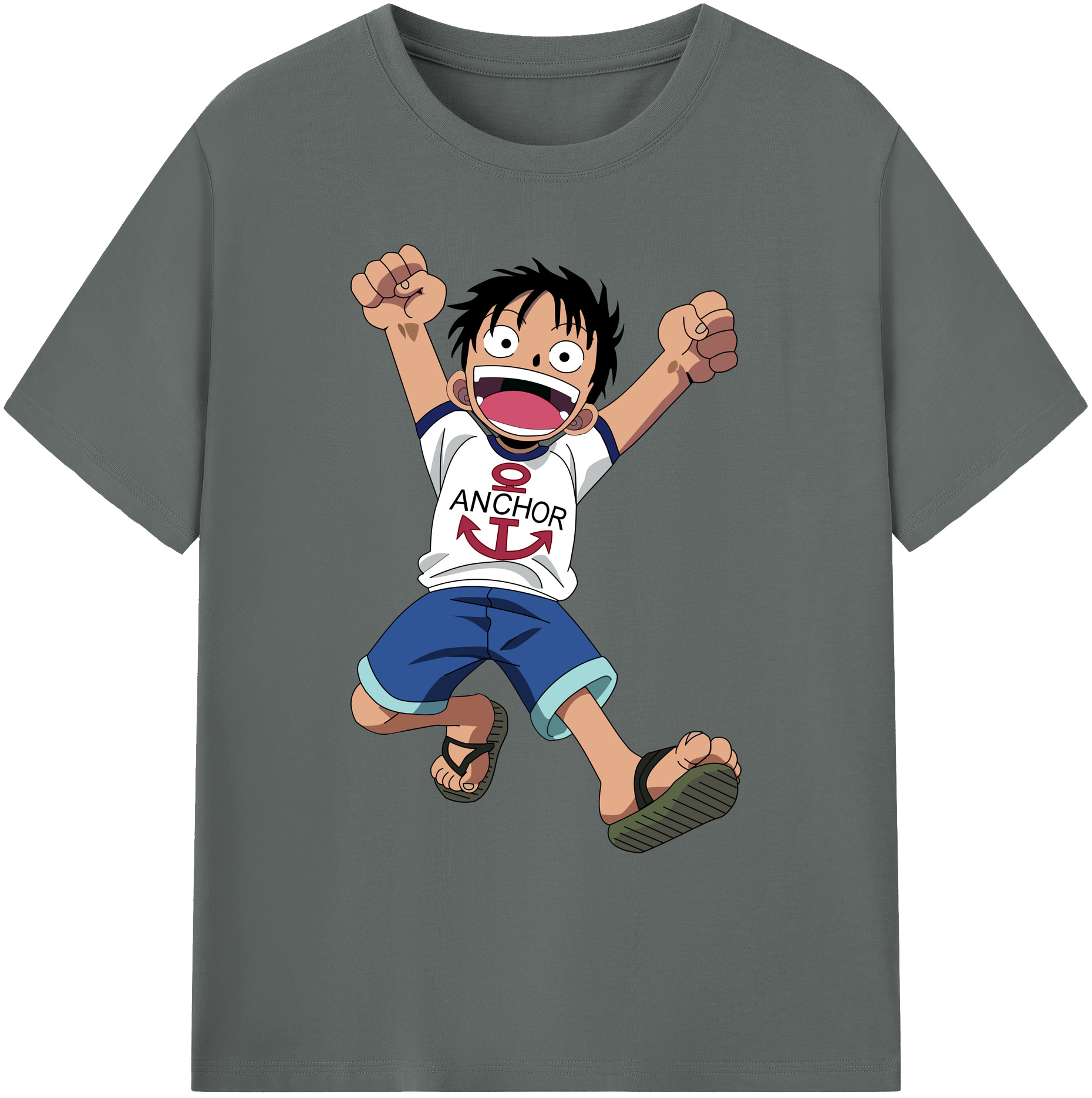 ワンピース モンキー・D・ルフィ ONE PIECE Monkey D. Luffy 綿100％ メンズ半袖Tシャツ｜肌触りやわらか＆通気性